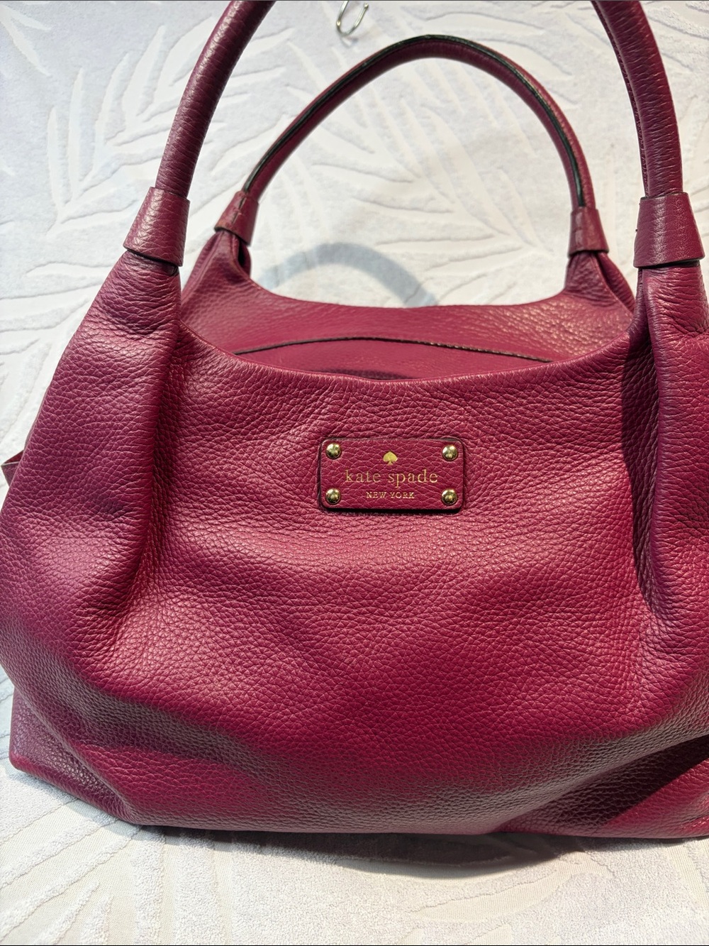 kate spade Pebbled Leather Shoulder Bag in Plum